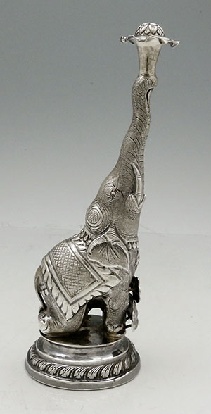 Indian antique silver rose water sprinkler elephant form